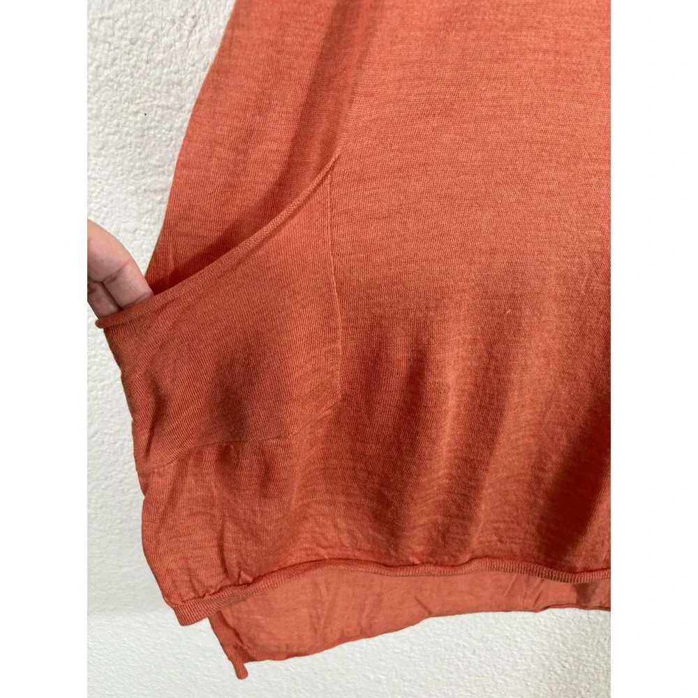 Eileen Fisher Sweater Womens‎ XL Rust Merino Wool V Neck Tunic Pockets Lagenlook